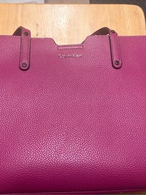 Calvin Klein Magenta Pebbled Leather Tote